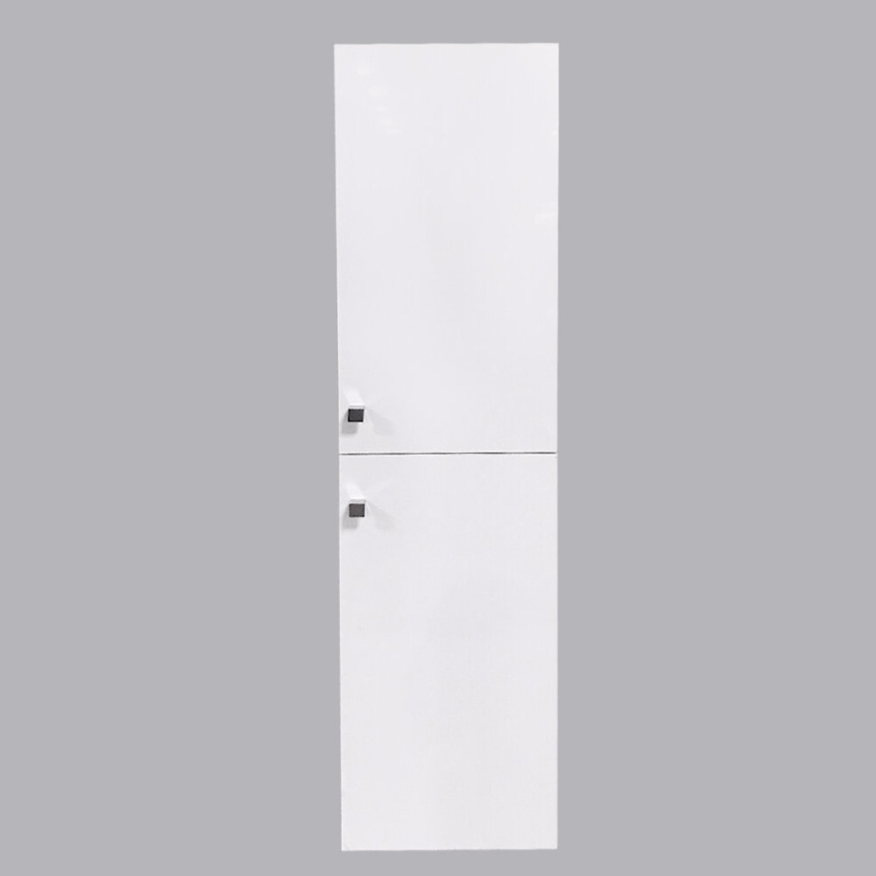 NRG Gloss White 1400mm Tall Cupboard Wall Hung High Cabinet Bathroom Furniture with 2 Door