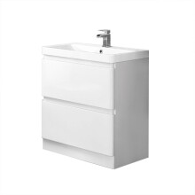 NRG Floor Standing 2 Drawer Vanity Unit Basin Storage Bathroom Furniture 800mm Gloss White