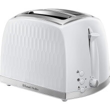 Russell Hobbs 26060 2 Slice Toaster - Contemporary Honeycomb Design with Extra Wide Slots and High Lift Feature, White