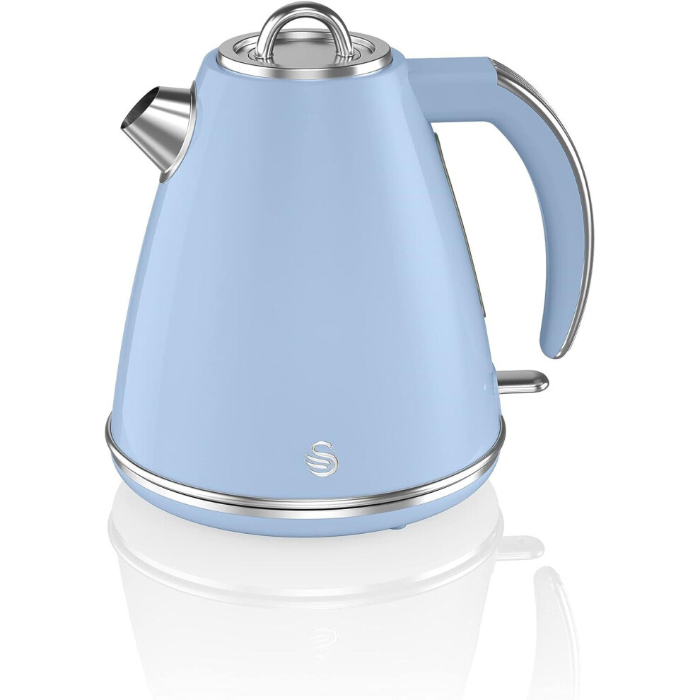 Swan Retro 1.5 Litre Jug Kettle, Blue, with 360 Degree Rotational Base, 3KW Fast Boil, Easy Pour, SK19020BLN