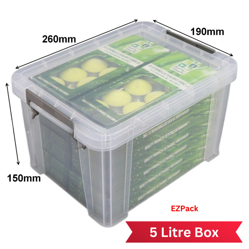 5L Stackable Plastic Home Office Storage Container Box Lock Lid