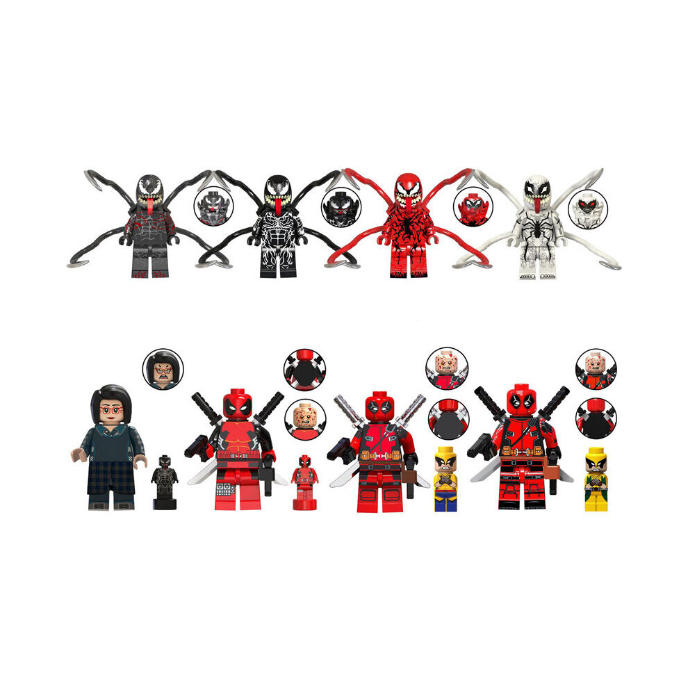 (Style A 8pcs) 16PCS Super English Female Panther Venom Spider Man Thor Iron Man Minifigures Toys Fit Lego