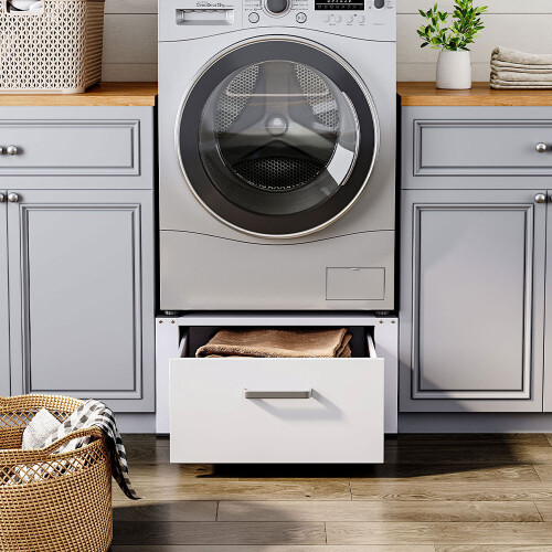 Living And Home Washing Machine Dryer Pedestal with Drawer