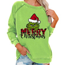 (A, M) Womens Christmas Grinch Sweater Sweatshirt Green Monster Autumn Winter Raglan Sleeve Pullover Tops Shirts