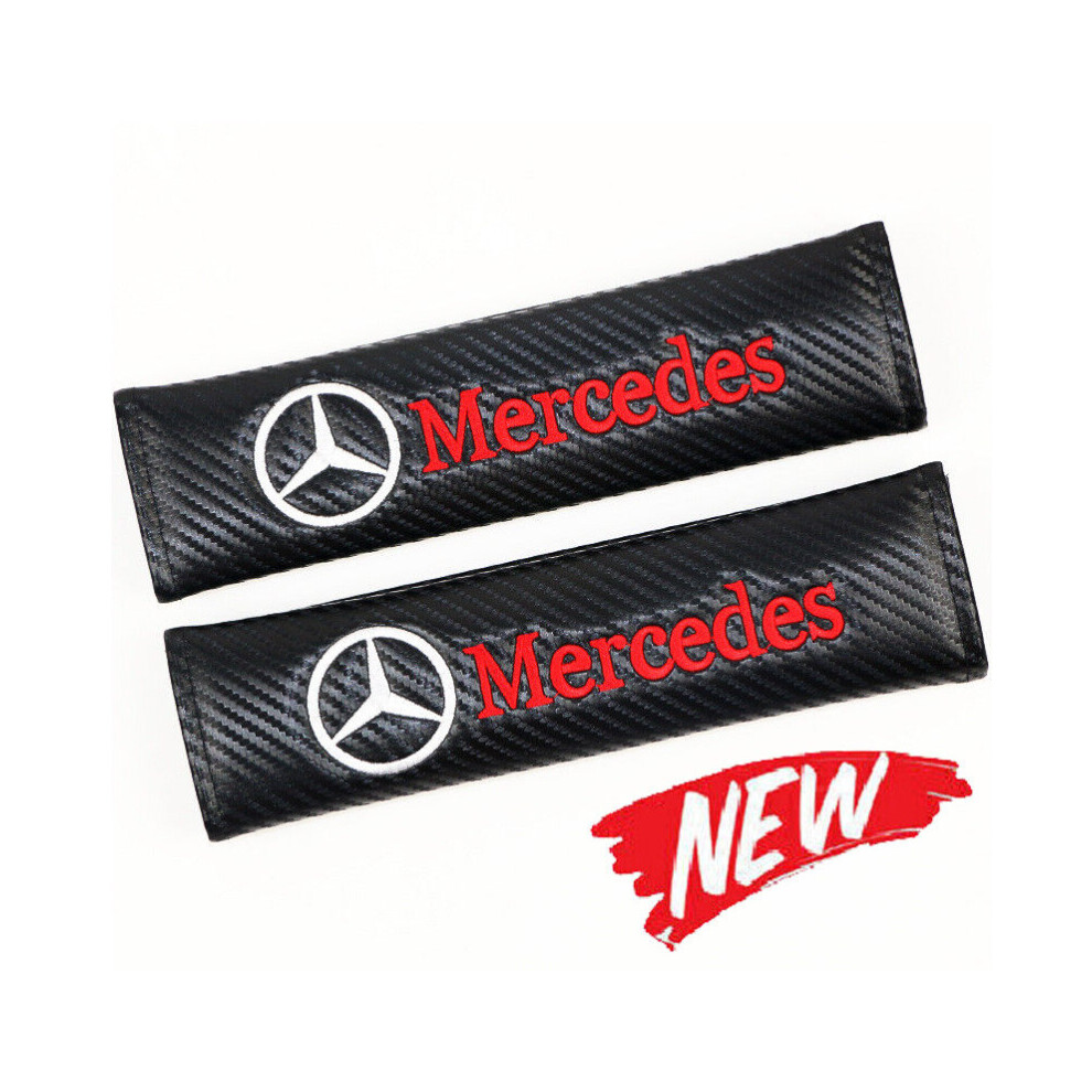 Newjass Mercedes Car Seat Belt Cover Safety Shoulder Cushion Pad Carbon Fiber