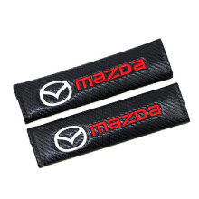 Mazda Car Seat Belt Cover 2 Pcs Safety Strap Shoulder Pad Carbon Fiber