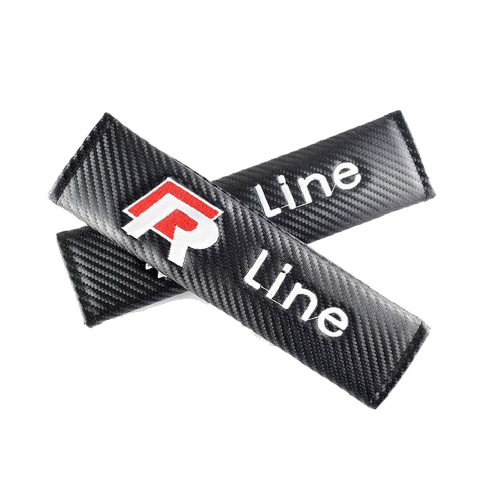 Newjass R-Line Car Seat Belt Cover 2X Safety Pads Shoulder Strap Carbon Fiber