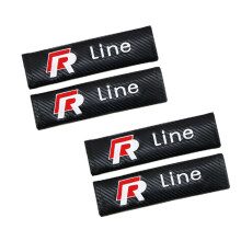 R-Line Car Seat Belt Cover 4x Safety Pads Shoulder Strap Carbon Fiber