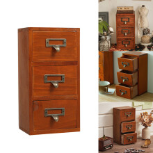 Retro Wooden 3 Drawers Organzier Box