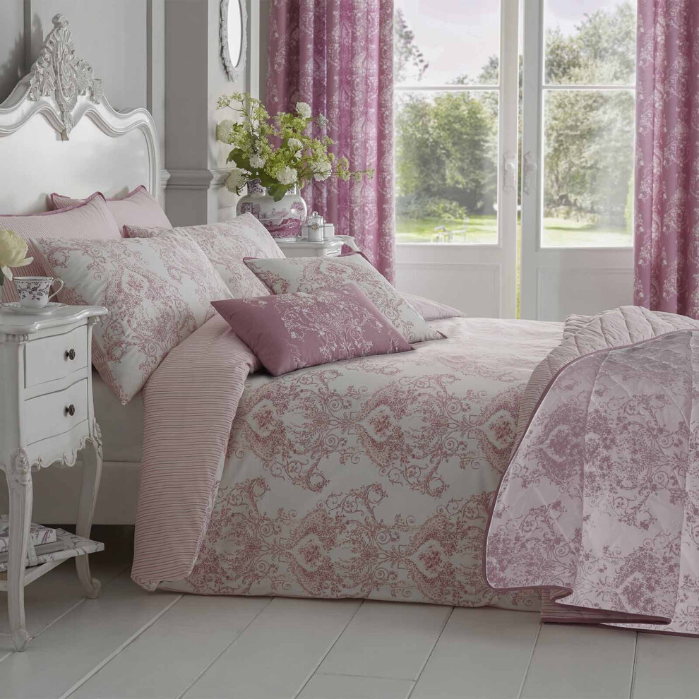 Homescapes (King, ) French Toile Patterned Duvet Cover With Pillowcase Pink
