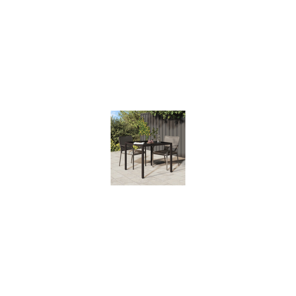 vidaXL Garden Table Tempered Glass And Poly Rattan Brown Patio Dinner Table