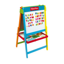 Fisher-Price Double Sided Wooden Easel with Accessories FP10004 - Magnetic Whiteboard and Blackboard for Kids
