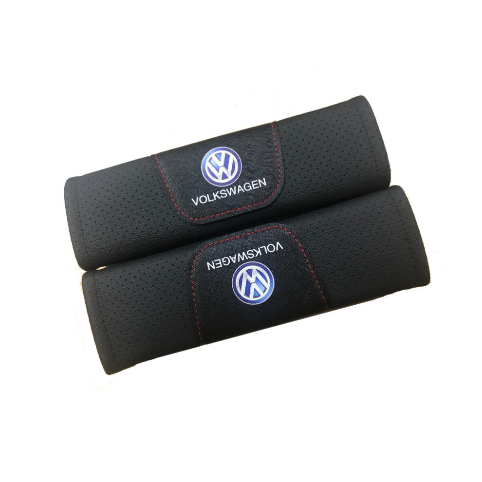 Newjass 2Pcs Car Seat Belt Cover For Volkswagen Car Shoulder Cushion Pad Black
