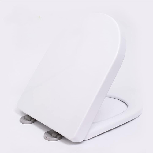 White Plastic Soft Close Toilet Seat D Shaped Toilet Cover, Quick