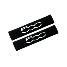 2-Pack Fiat 500 Seat Belt Shoulder Pads - Embroidered Microfibre Comfort Cushions, Fits All Models