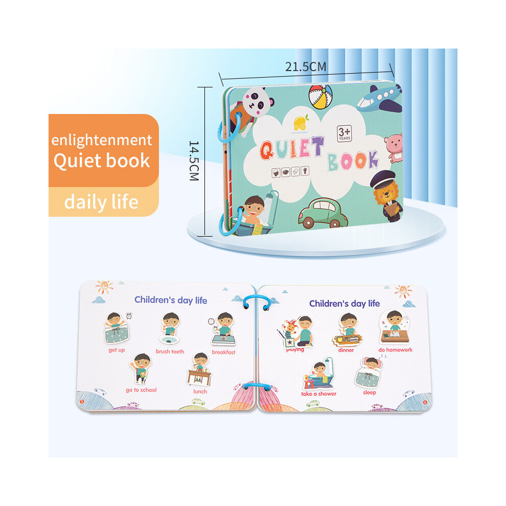 (Green) Montessori Quiet Busy Book Early Childhood Education Matching Sticker Gifts Kids