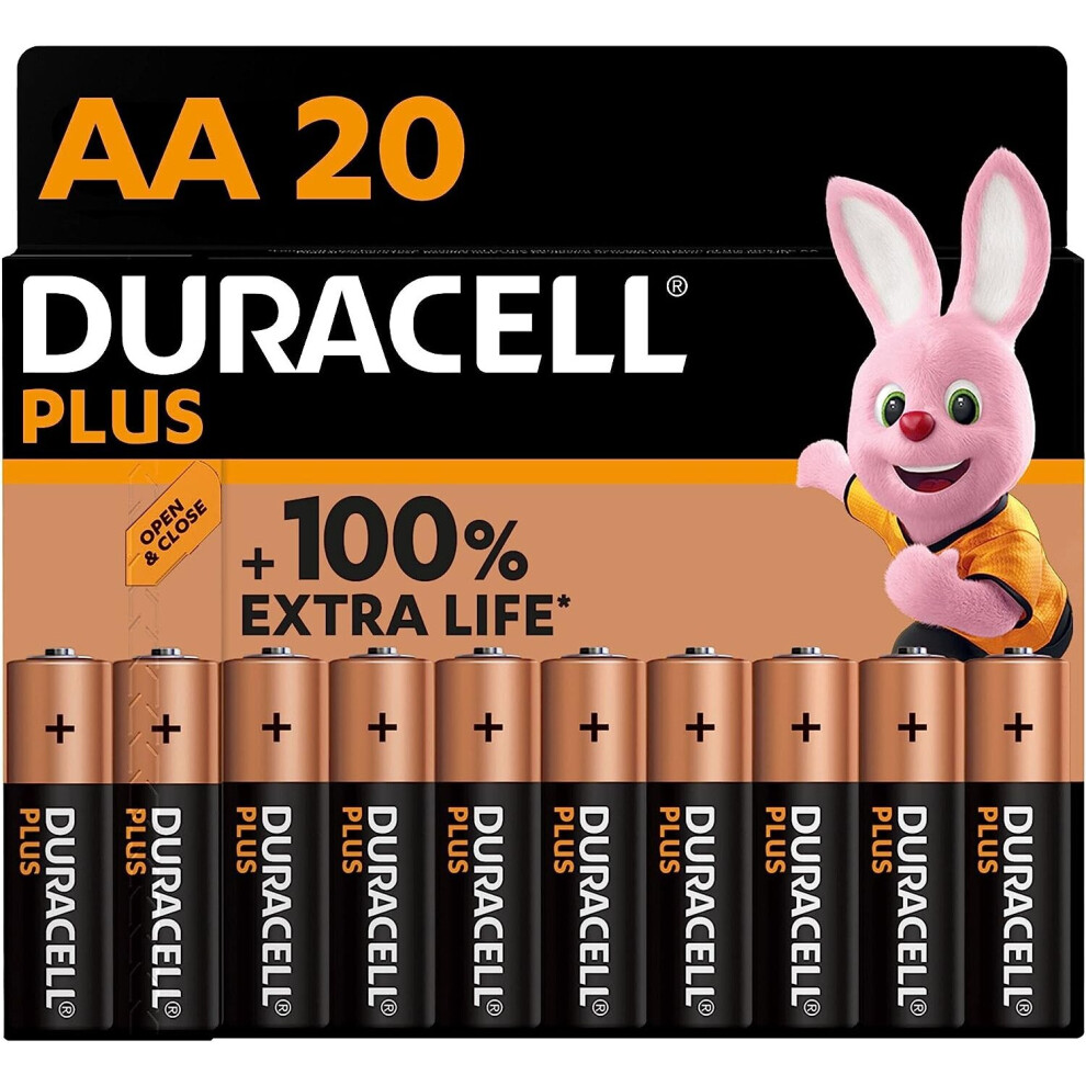 Duracell Plus AA Alkaline Batteries [Pack of 20], 1,5V LR6 MN1500