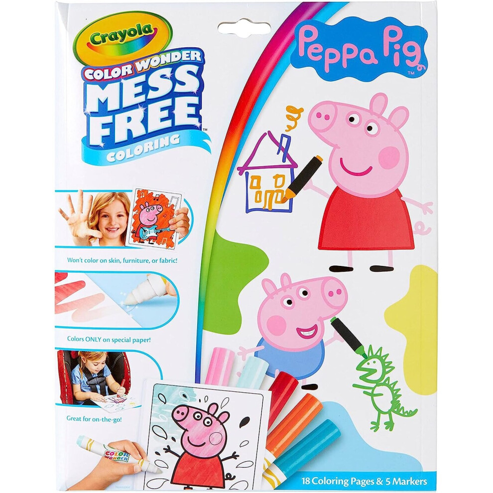 CRAYOLA Color Wonder - Peppa Pig Mess-Free Colouring Book (Includes 18 Colouring Pages & 5 Magic Color Wonder Markers)