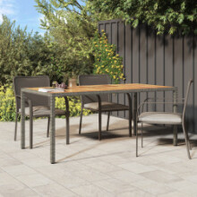 (grey, 190 x 90 x 75 cm) vidaXL Solid Wood Acacia Garden Table Poly Rattan Table Black/Grey Multi Sizes