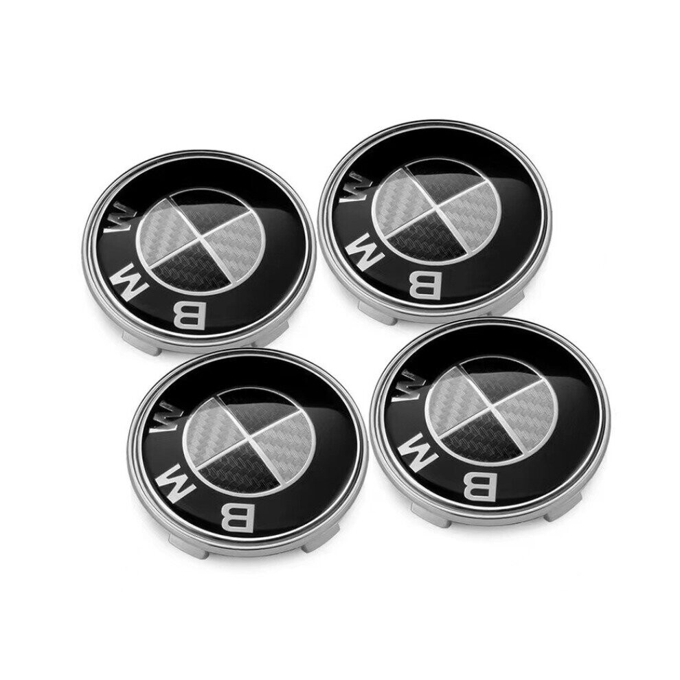 4pcs BMW black wheel center cap 68mm realistic carbon fiber look