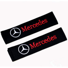 PAIR OF COMFORTABLE EMBROIDERED MERCEDES SEAT BELT COVERS