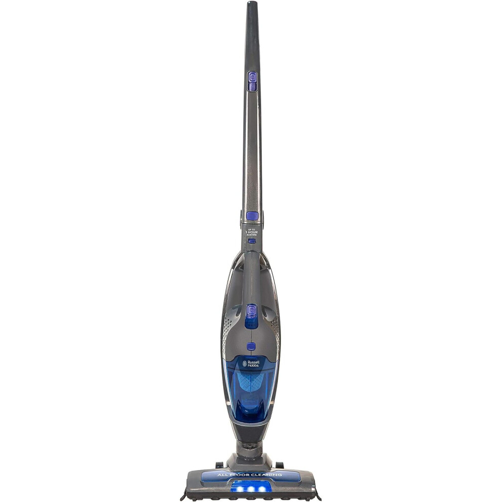 Russell Hobbs RHSV2211 Cordless Upright Stick Vacuum Bagless 2 in 1 Grey and Blue 600W 2 Speed Settings, 60 minute Run Time