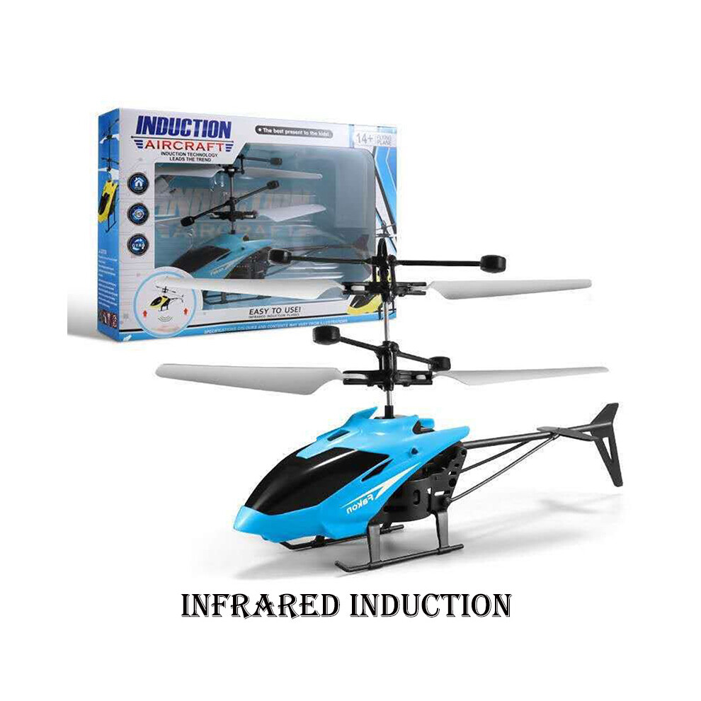 (Blue (Induction)) Induction Remote Control Helicopter Aircraft Hovering Usb Charging Kid Xmas Gift 