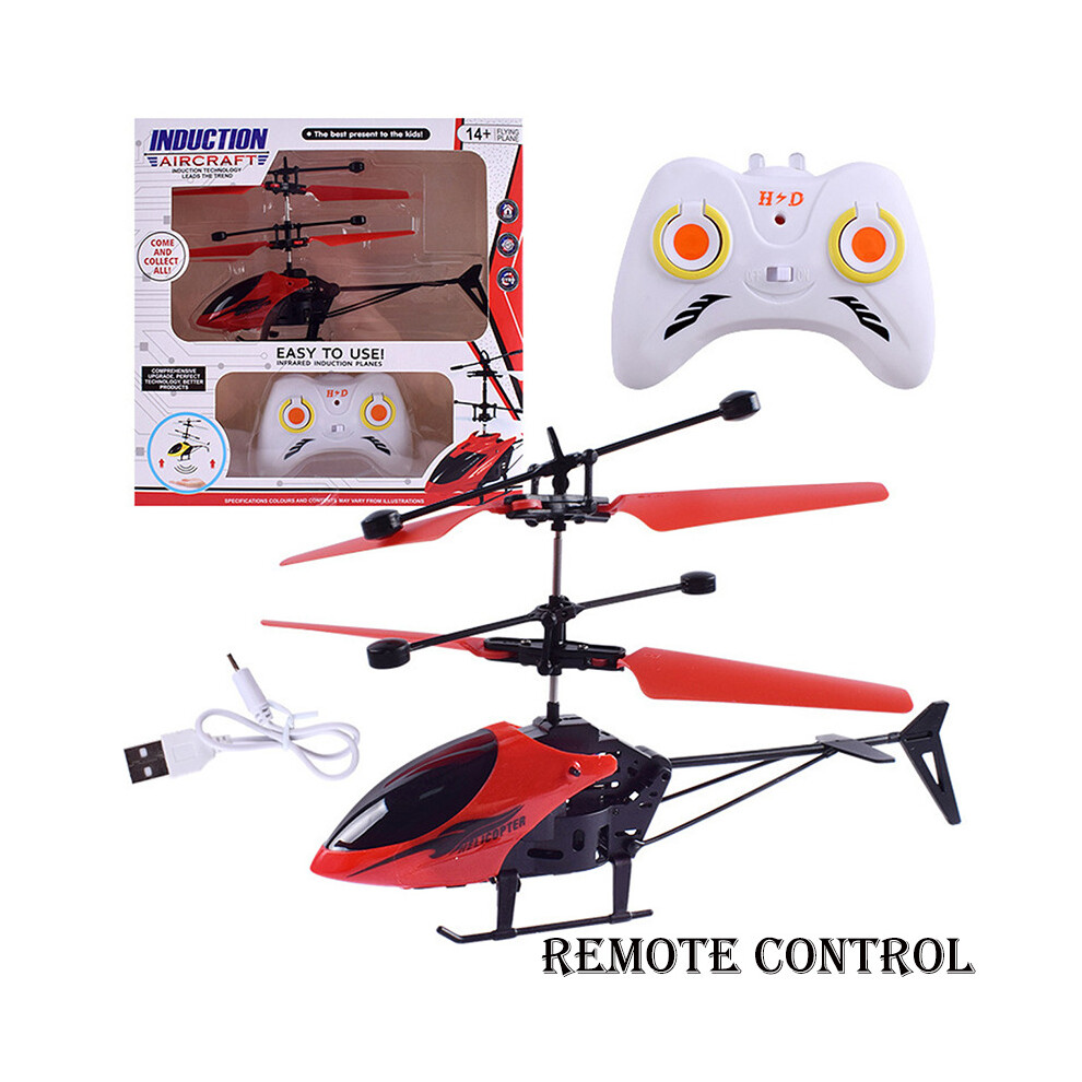 (Red (With Remote)) Induction Remote Control Helicopter Aircraft Hovering Usb Charging Kid Xmas Gift