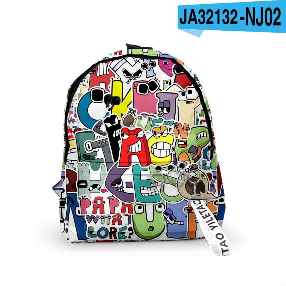 (AlphabetLore, M) Alphabet Lore Oxford Cloth Printed Backpack Student Storage Bag Gift Semester