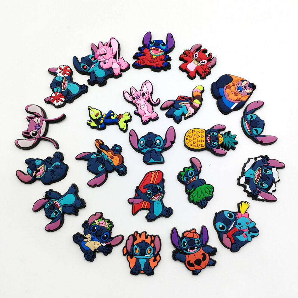 15Pcs Stitch Croc Shoes Charms PVC Cartoon Cute DIY Accessories