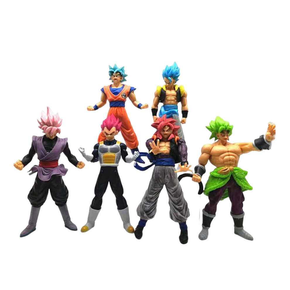 (As Shown) 6 Pcs Dragon Ball Z Figures Set: Super Saiyan Goku Son Gokou Vegeta & Broly Action Figures Blue