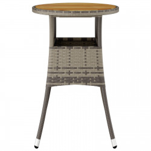 VidaXL vidaXL Solid Wood Acacia Garden Table Ø60 cm and Poly Rattan Grey Patio Table 1