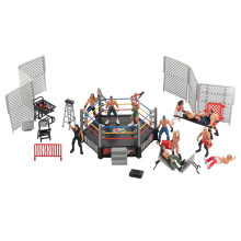 (As shown) "33-Piece Wrestling Playset for Kids, WWE Wrestler Warriors Toys with Ring & Realistic Accessories, Fun Miniature Fighting Figures"