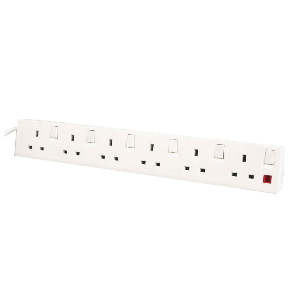 6G + 2 M INDIVIDUAL SWITCHED EXTENSION LEAD SOCKET, WHITE