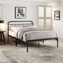 (Double 135x190cm, No Mattress) ALDBURY MODERN TRADITIONAL BLACK METAL BED FRAME