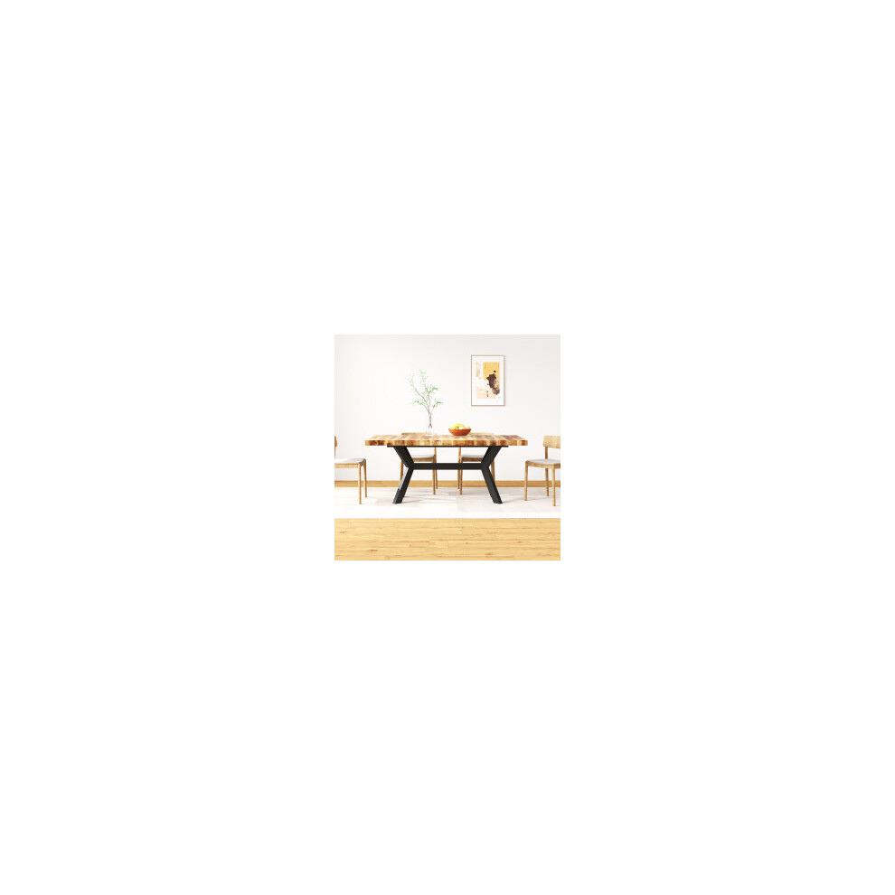 Vidaxl Solid Mango Wood Dining Table Steel Cross 180Cm Home Kitchen Furniture