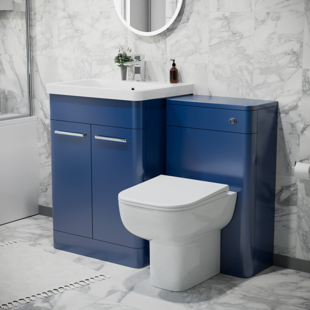 Nes Home Afern 600mm Freestanding Vanity Unit with Basin, Debra Toilet, WC unit Royal Blue