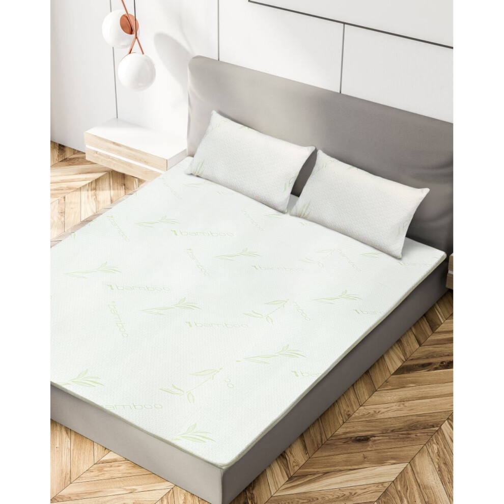 Homespace Direct (2Cm, Single) Memory Foam Mattress Topper With Bamboo Cover Thick Medium Firmness