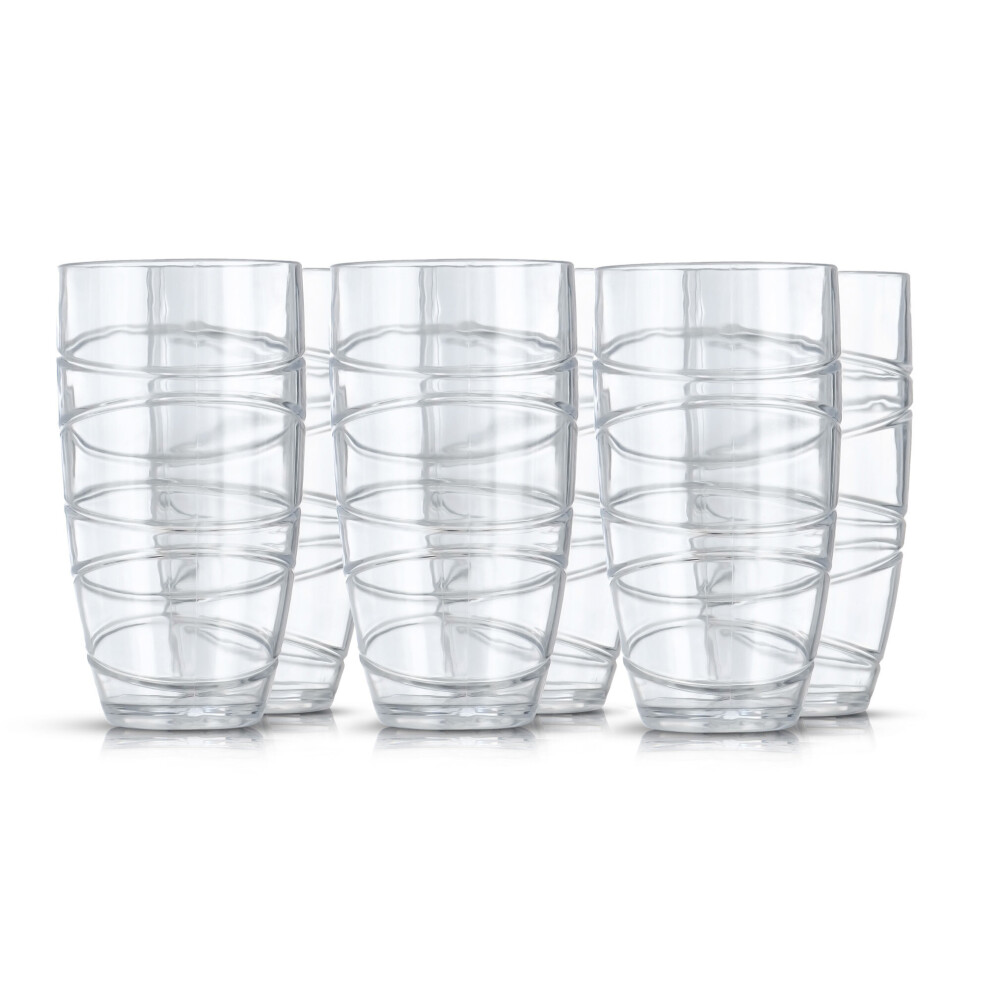 Livivo Unisex Clear Plastic Tumblers Set Of 6 600Ml Multicolour Swirl Design Bpa Free Stackable Drinking Cups For Picnic Camping In - Image 2