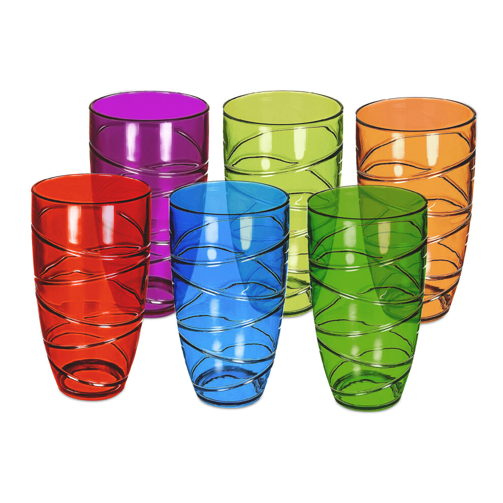 Swirl Design Plastic Acrylic Drink Tumblers - Set Of 6