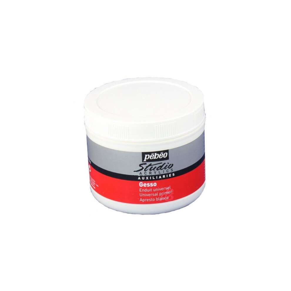 Pebeo Studio White Gesso Artist Acrylic Oil Paint Canvas Primer Base Coat 500ml