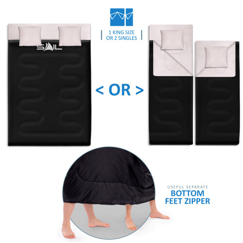 (Black) SAIL 'Buddy' Sleeping Bag 3-4 Season - Double 2