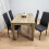 Rustic Effect Dining Table with 4 Black Faux Leather Chairs Dining Set 5