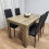 Rustic Effect Dining Table with 4 Black Faux Leather Chairs Dining Set 7