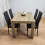 Rustic Effect Dining Table with 4 Black Faux Leather Chairs Dining Set 2