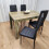 Rustic Effect Dining Table with 4 Black Faux Leather Chairs Dining Set 6
