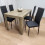 Rustic Effect Dining Table with 4 Black Faux Leather Chairs Dining Set 3