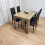 Rustic Effect Dining Table with 4 Black Faux Leather Chairs Dining Set 8