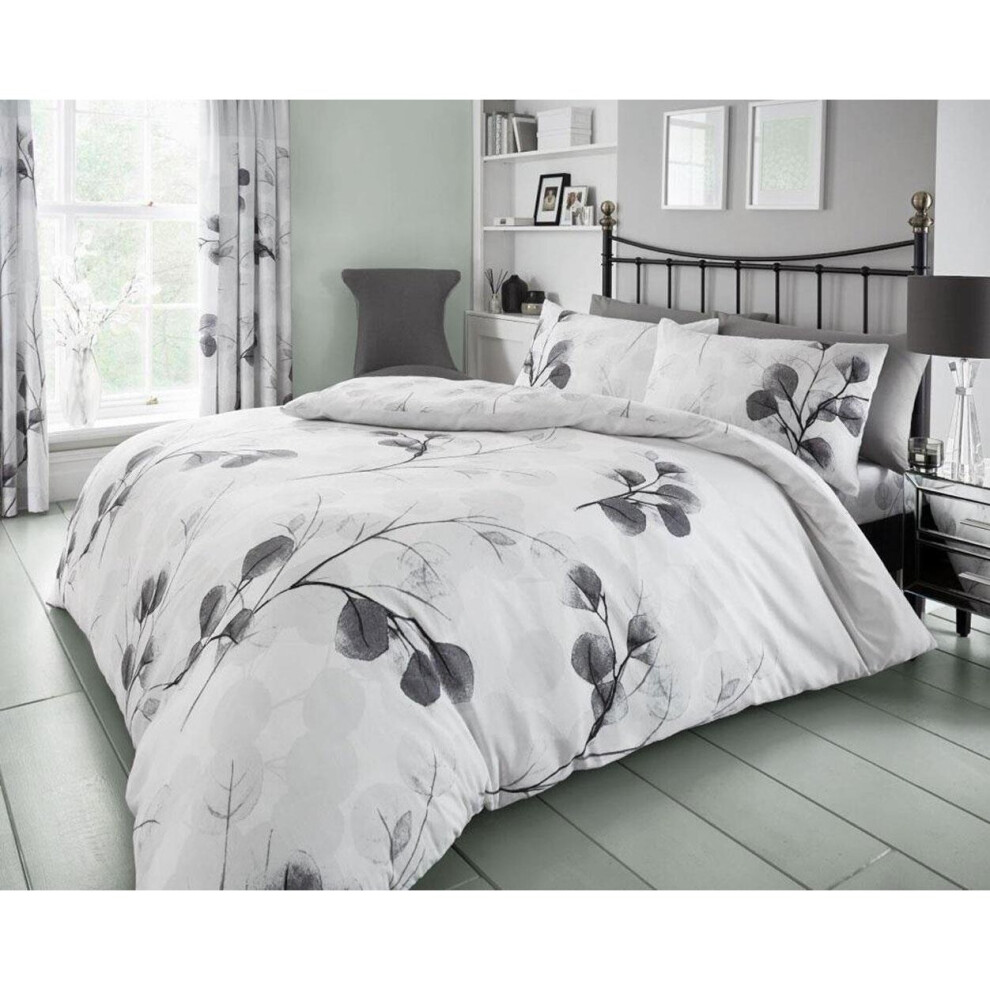 (Double) Grey Duvet Set Quilt Cover Pillow Cases Bedding Double or King Size Bed