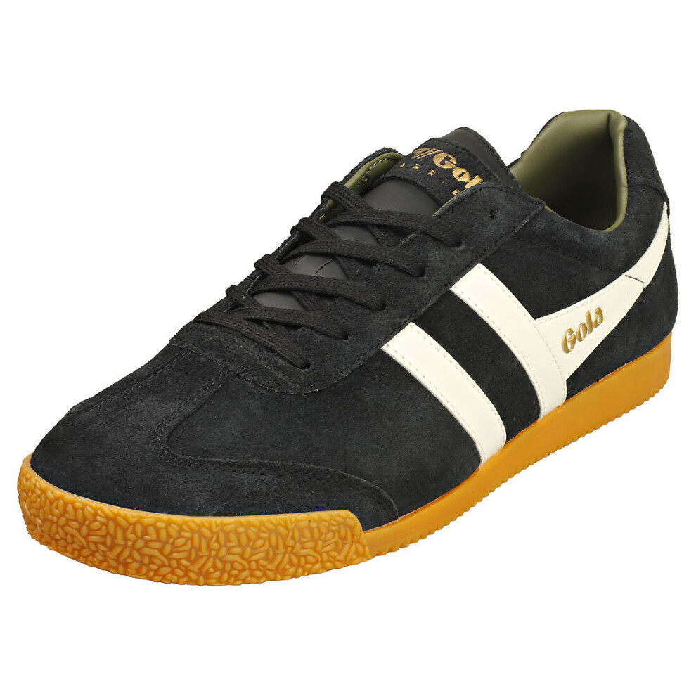 (7) Gola Harrier Mens Classic Trainers in Black White